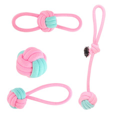 Pet Supplies New Pink and Blue Pet Cotton Rope Knot Toy Set Durable Chew and Abrasion Dog Toy Pet Toy