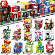 森宝SD6011迷你城市街景建筑房子积木商店便利店男孩拼装儿童玩具