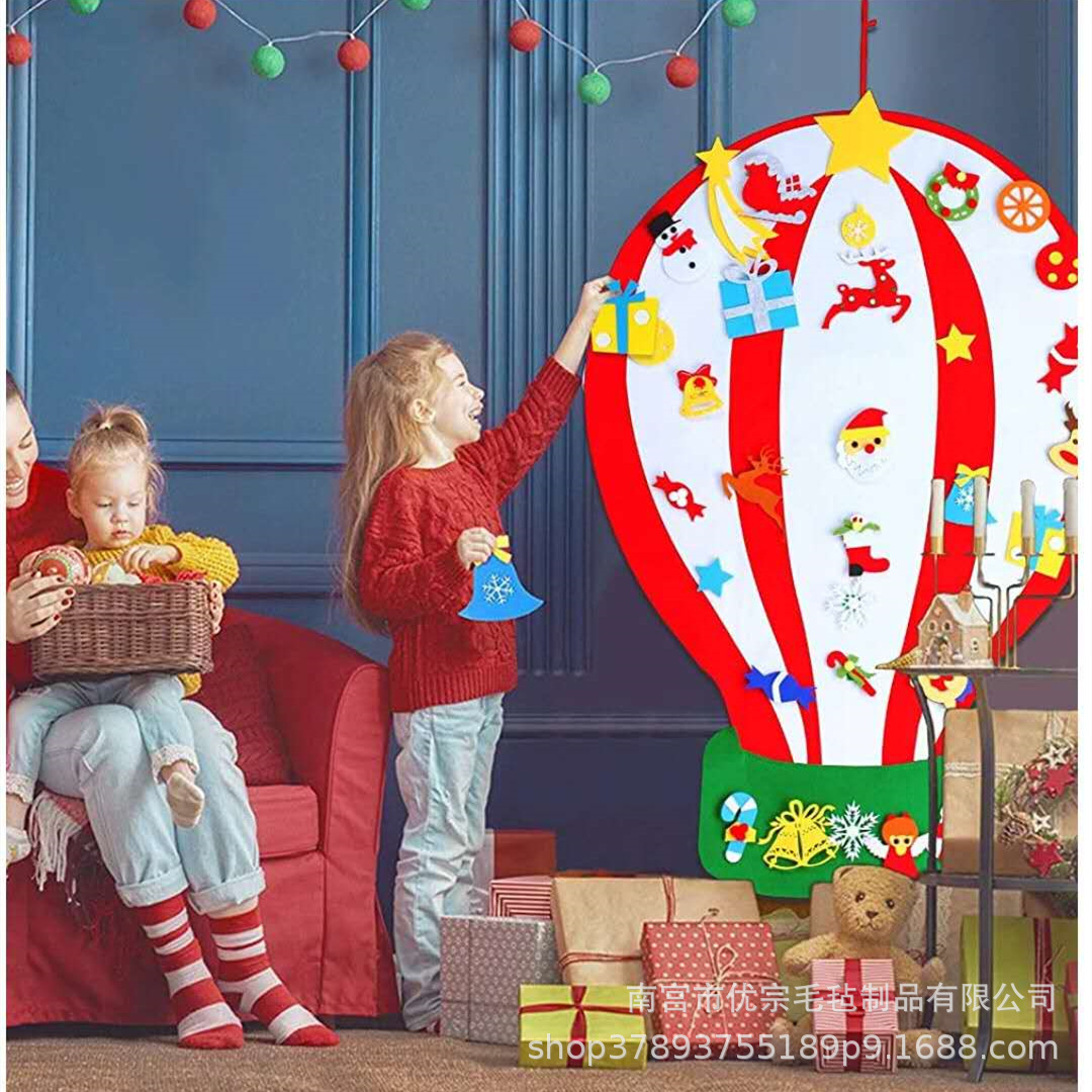 Globos Aerostáticos Navideños Nórdicos de Fieltro para Árbol de Navidad, Suministros para Fabricantes de Juguetes DIY, Globos Aerostáticos Navideños