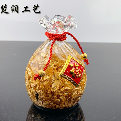Newly launched gold foil crystal lucky bag handicrafts ornaments company promotional creative gifts new and unique