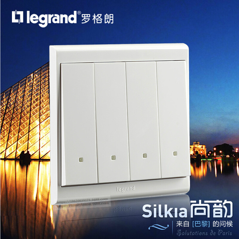 Legrand/罗格朗 尚韵 16A四位单极带荧光开关(雅白)A7/34/1/2DY