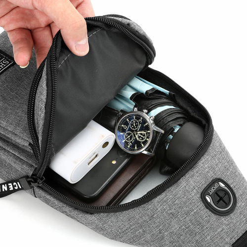 Men's chest bag, waist bag, crossbody bag that can hold headphones, multifunctional travel shoulder bag, casual business bag