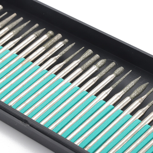 Supply of 30pc emery grinding needles in plastic boxes for jade polishing, engraving and lettering, 30-piece set