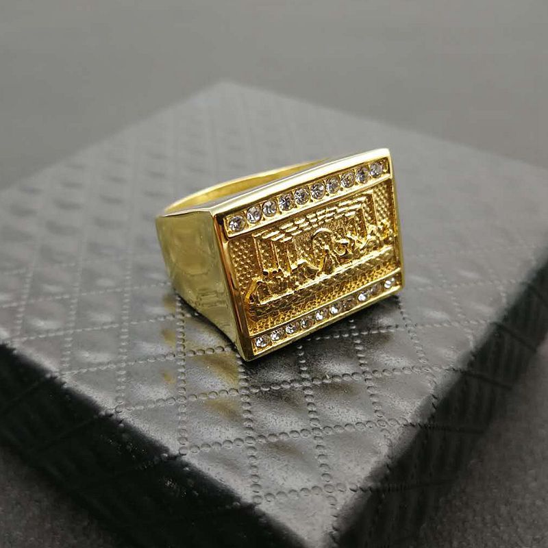 Travel, Party, Street Occasion 1 Piece Hip-hop Geometric Titanium Steel Inlay Rhinestones Men's Rings