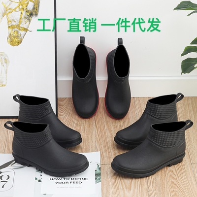 厂家批发男款雨鞋厨房洗车日常清洁卫生户外钓鱼厚底保暖雨鞋雨靴
