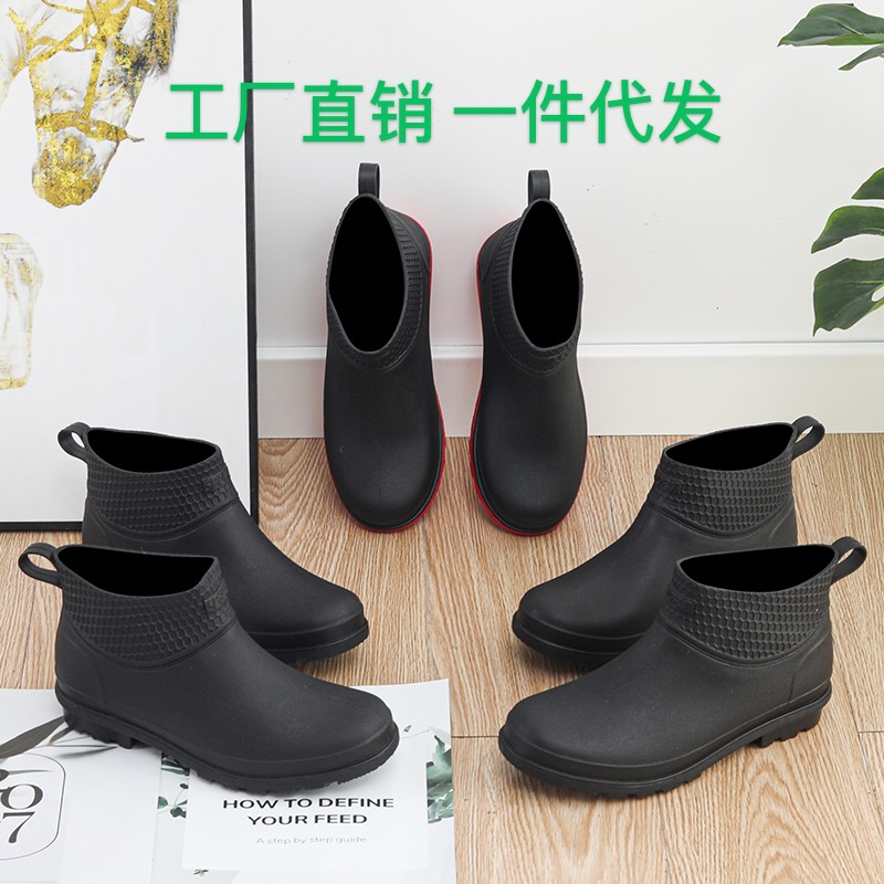 厂家批发男款雨鞋厨房洗车日常清洁卫生户外钓鱼厚底保暖雨鞋雨靴
