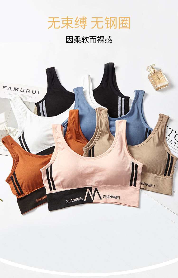 Large letter M halter top, wide shoulder strap, yoga exercise, no steel ring, beautiful back, wraps around the chest, gathers to prevent exposure, U-shaped bra detail image 6