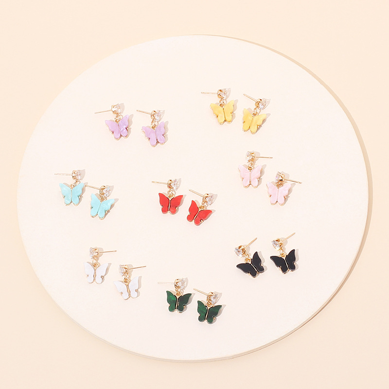 Mode Nouvelle Marée Papillon Zircon Nouvelles Boucles D&#39;oreilles Acryliques Pour Femmes display picture 3
