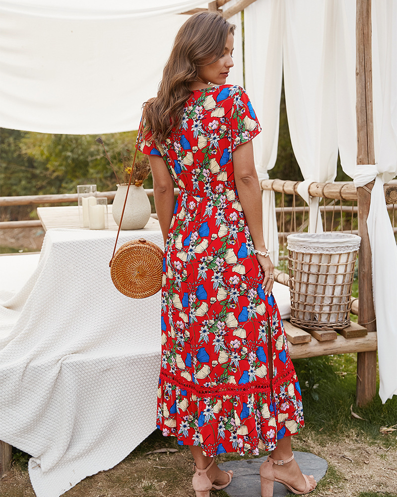 vestido estampado de verano para mujer de moda al por mayor NSKA1033