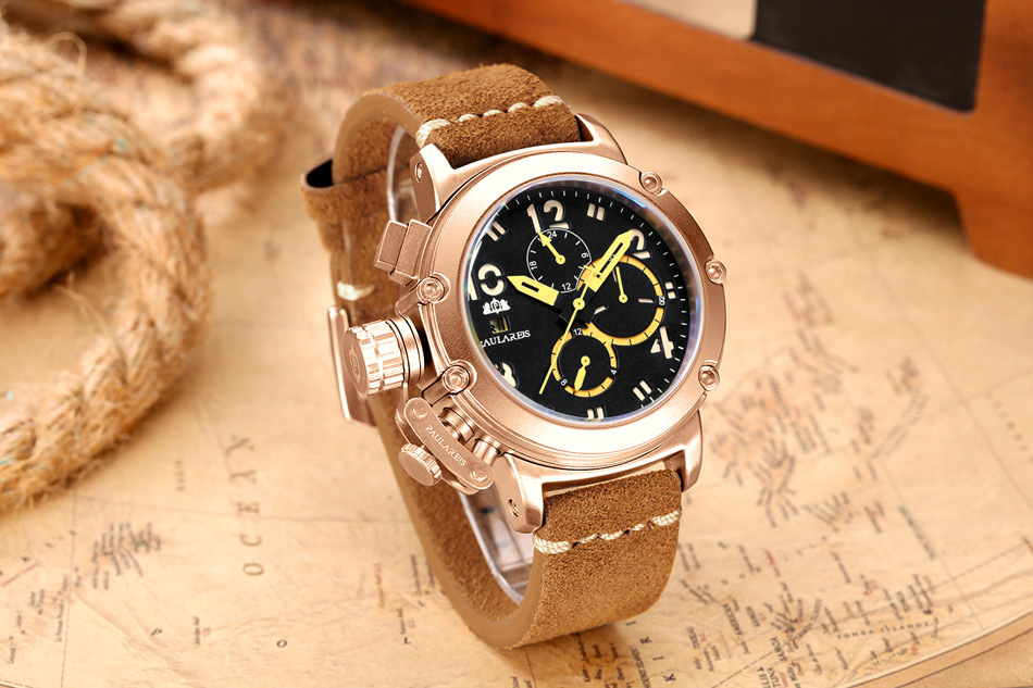 Automatic Mechanical Men's Watch With Luminous Rose Gold Case_voghion.com