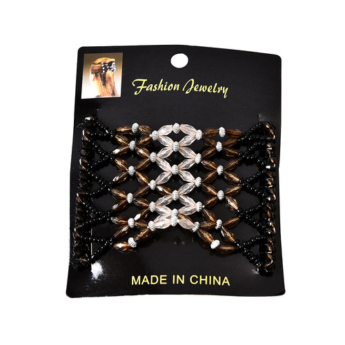 Euros and Americans Best-Selling Handmade Bead Headbands Double-Row Elastic Insert Comb Magic Versatile Hair Comb Updo Styler