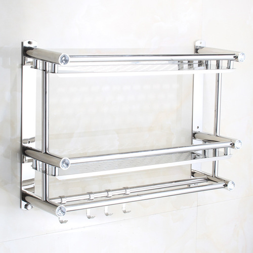 Factory direct sales stainless steel toilet thickened towel rack bathroom towel rack bathroom storage rack no punching
