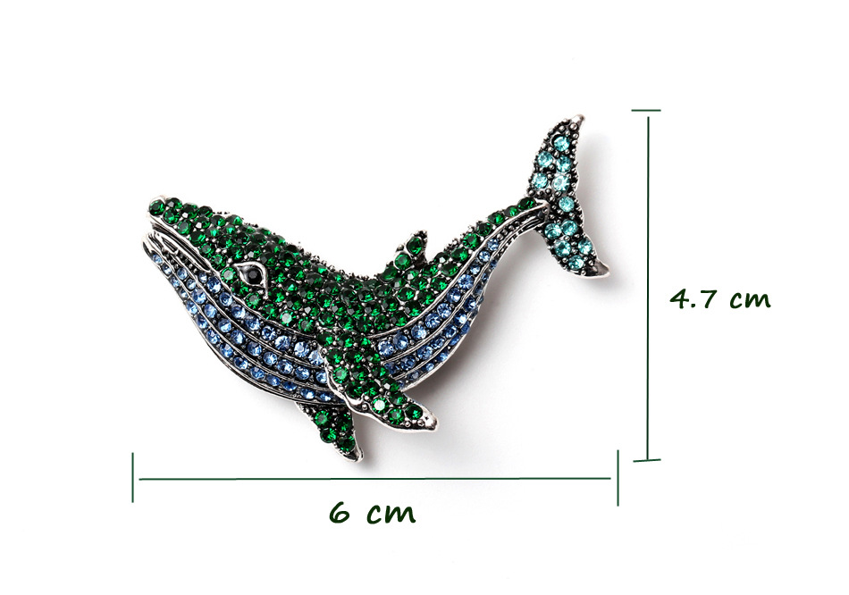 23g Weight Rhinestones Inlay Material Shiny Pin Whale Alloy Inlay Rhinestones Unisex Brooches