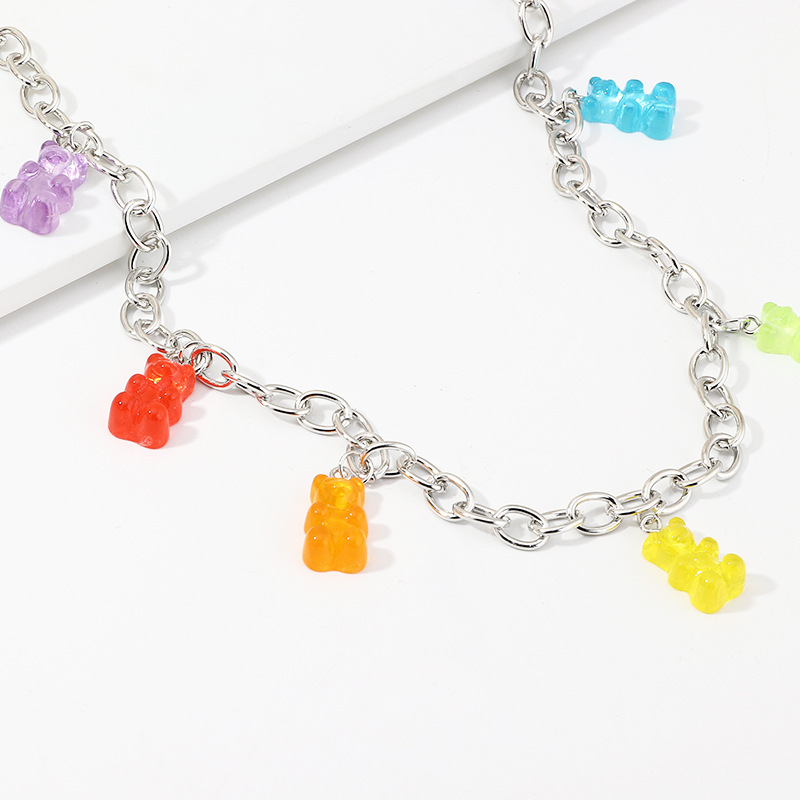Creative Pop Single Layer Body Chain Female Color Resin Bear Chain display picture 5
