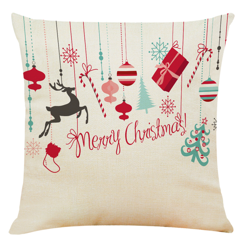 跨境爆款 亚马逊热卖  圣诞节棉麻抱枕套 抱枕沙发靠垫  支持定制