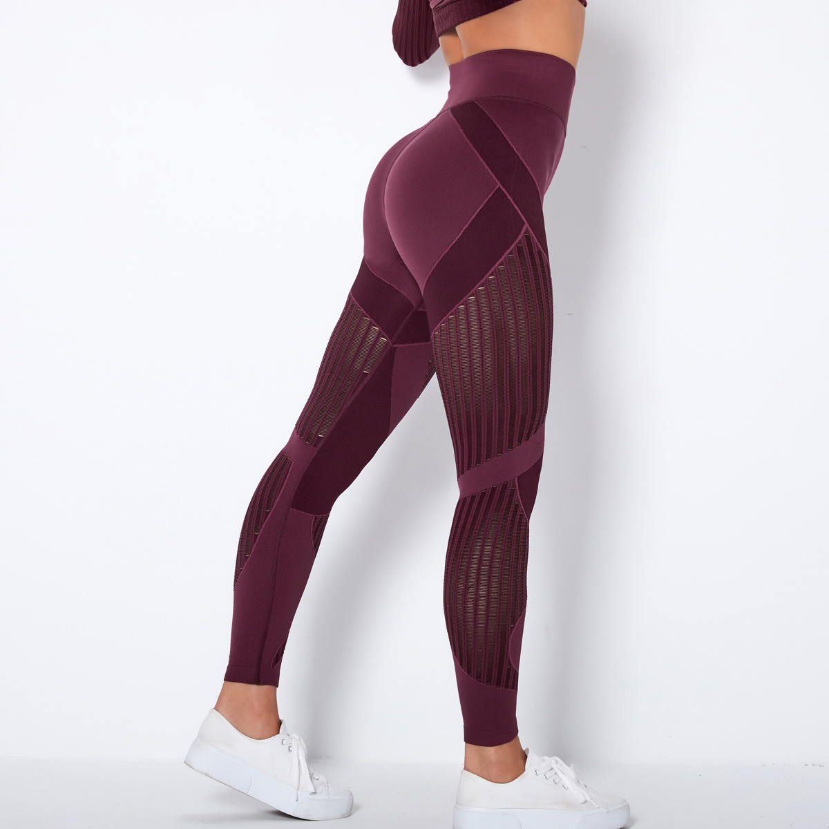 seamless knit quick-drying hollow high waist hip tight sports pants  NSLX9000