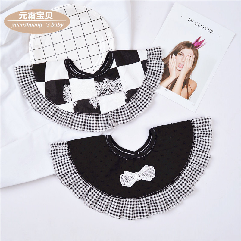 ins北欧风 公主宫廷婴儿围嘴360度蕾丝装饰假领子纯棉宝宝口水巾