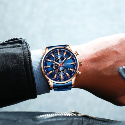 CURREN/Karen 8351 trendy men's waterproof watch six-pin multi-functional fashionable steel band watch