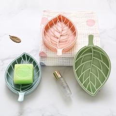 Leaf-shaped soap dish Bathroom hole-free double-layer soap dish Soap dish Bathroom drain soap storage rack