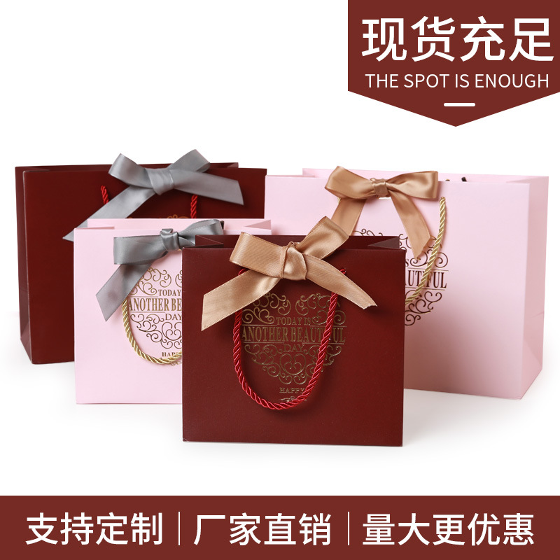 蝴蝶结烫金纸袋 手提袋 喜糖伴手礼袋 化妆品珠宝手提纸袋 礼品袋