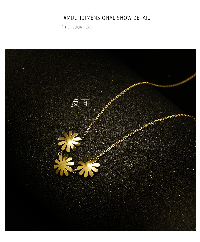 Small Chrysanthemum Clavicle Full Diamond Sexy Stainless Steel Does Not Fade Clavicle Necklace display picture 4