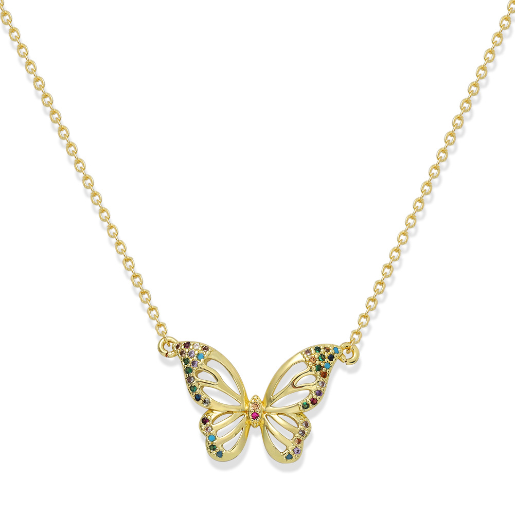 Korean Fashion  Copper Inlaid Zirconium Butterfly Simple Creative Fashion Full Diamond Luxury Copper Necklace Wholesale display picture 21