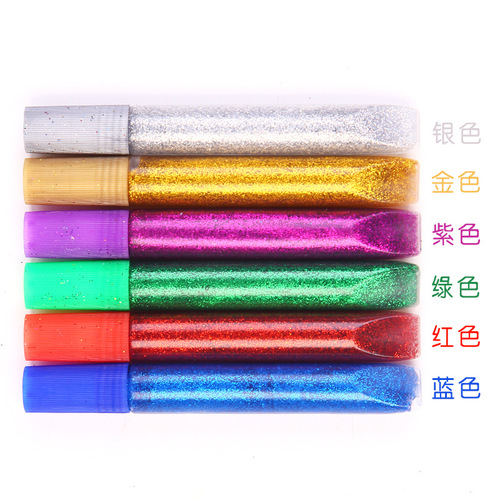 3D three-dimensional glitter glue glitter glue pen silver onion pearlescent gold powder glue clay paper art children diy color flowers