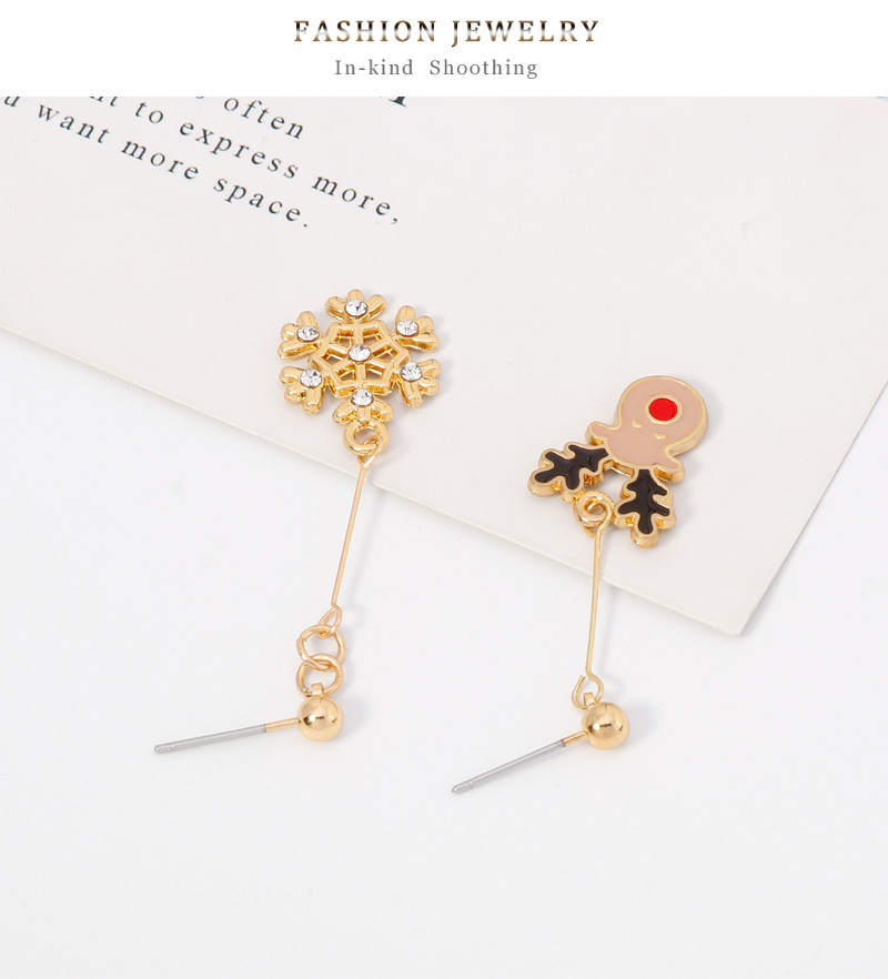 Fashion Alloy Drip Oil Snowflake Deer Earrings display picture 6
