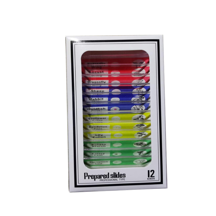 显微镜专用生物标本切片12片一盒装 动物植物学生实验科学教具|ms