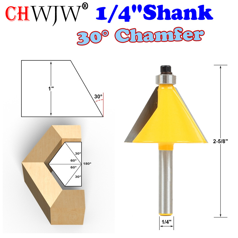 1/4柄6.35MM 45度斜角刀11.25度15度22.5度30度45度修边机铣刀