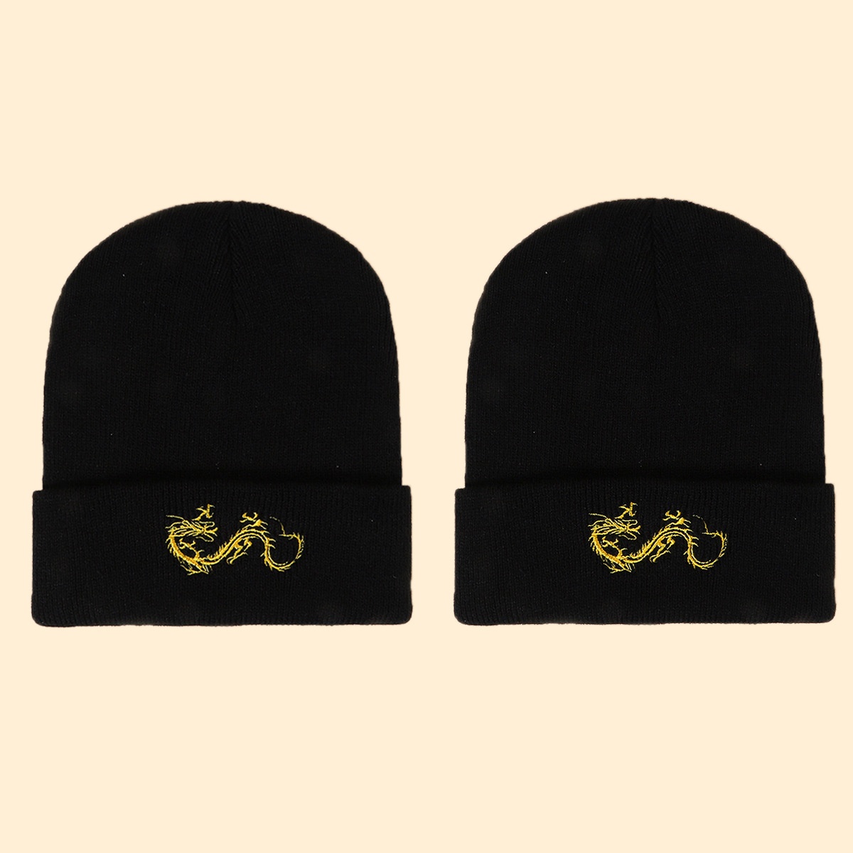 Hot Selling Fashion Dragon Embroidery Knitted Hat Factory Wholesale display picture 1