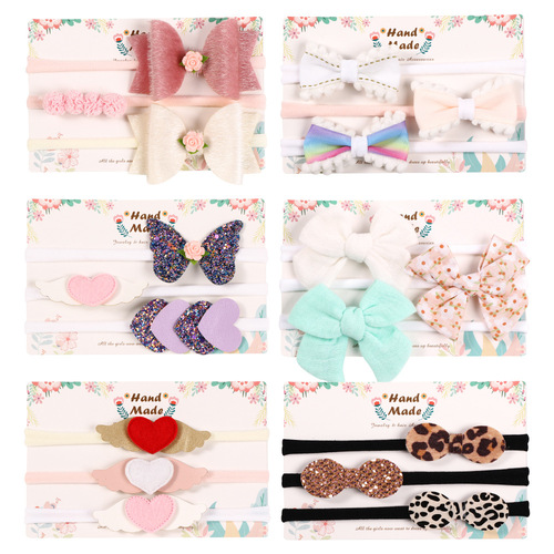 21103 Baby seamless small headband set, bow headband three-piece set, hair tie, children's accessories
