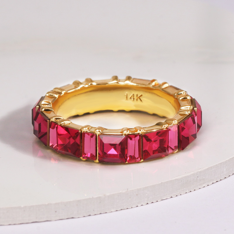 hot-selling copper rings fashion gold-plated color zirconium geometric ring wholesale nihaojewelry