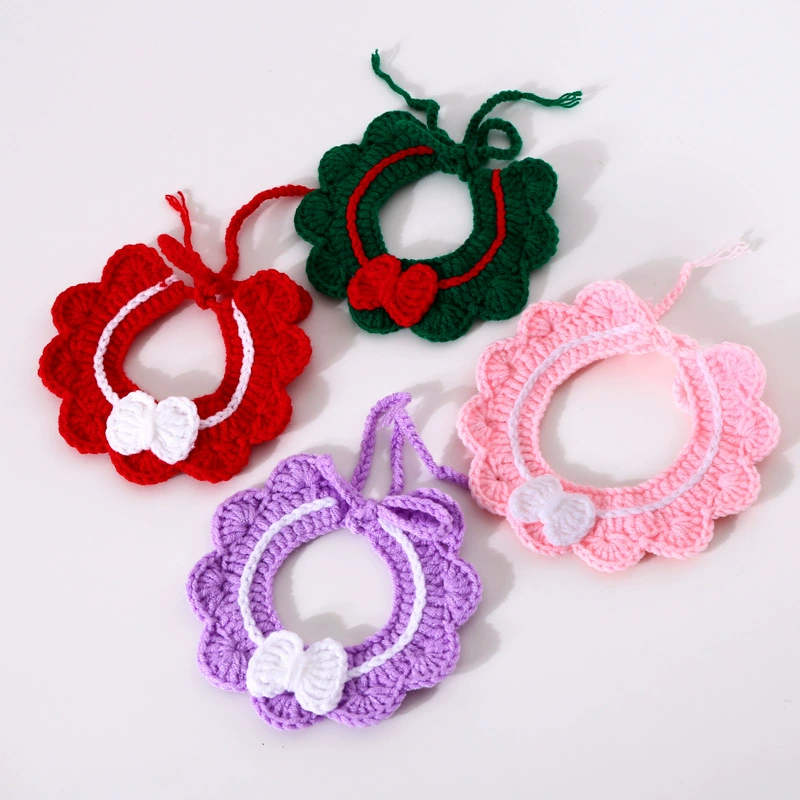 Вязаный шерстяной ошейник ручной работы для домашних животных, кошка, собака Коул утиный ошейник, рождественские регулируемые аксессуары