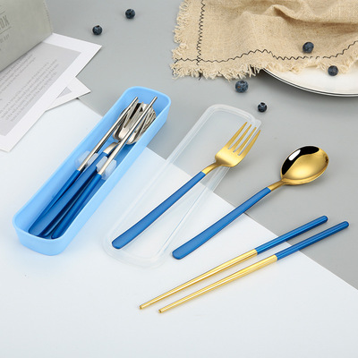 304 Korean Stainless steel chopsticks Spoon Portable tableware Two piece set suit Insurance Promotion gift customized logo