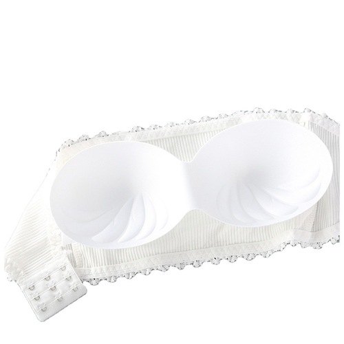 Girls' one-line bandeau with breast pads, yoga sports bra, three-breasted beauty-back ribbed wedding bra