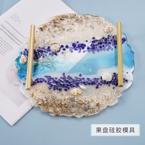 Poppy diy crystal glue mold round lace table coaster desktop ornament fruit plate silicone mold