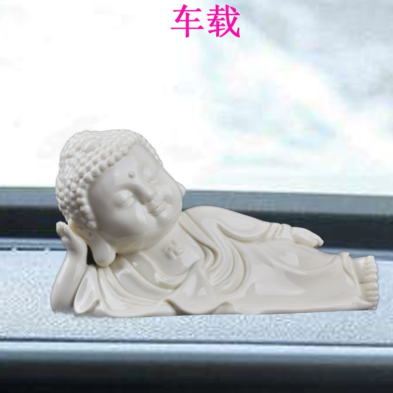 Small ceramic reclining Buddha Tathagata Buddha safety decoration car interior decoration Amitabha Sakyamuni Buddha