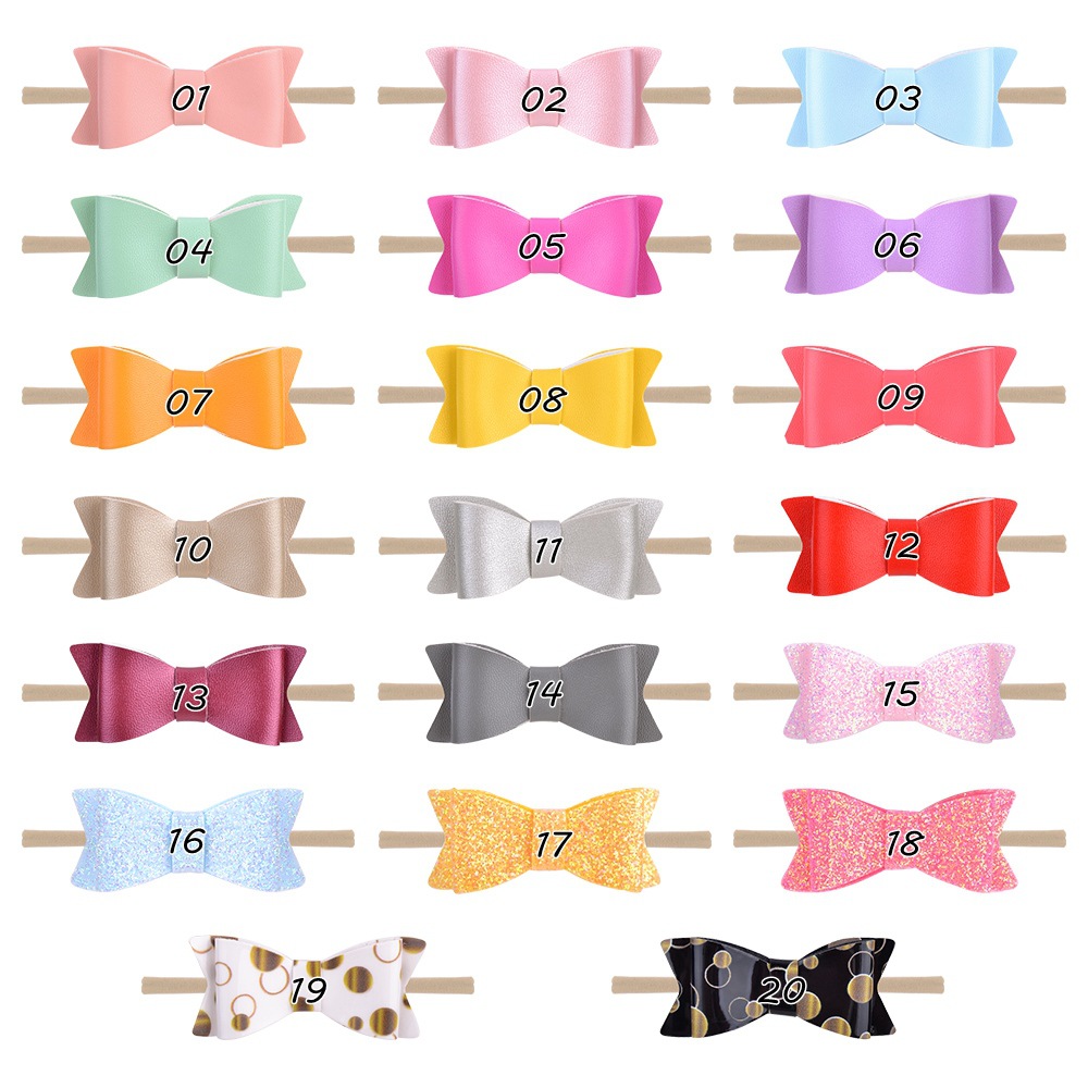 Kindermode Korean Glitter Bow Elastisches Nylon Stirnband display picture 1