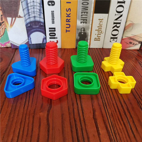 Montessori teaching aids screw matching children's puzzle table building blocks toy screw nut shape cognitive spelling