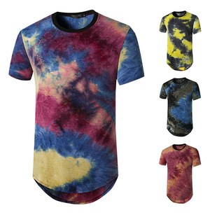 New Men's Large Size Gradient Short-sleeved Hip Hop T-shirt H50
