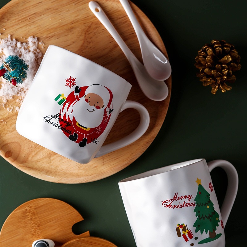 Creativo lindo de la historieta de Navidad taza regalo personalizado muñeco de nieve viejo Taza de cerámica taza de agua con tapa cuchara taza de café
