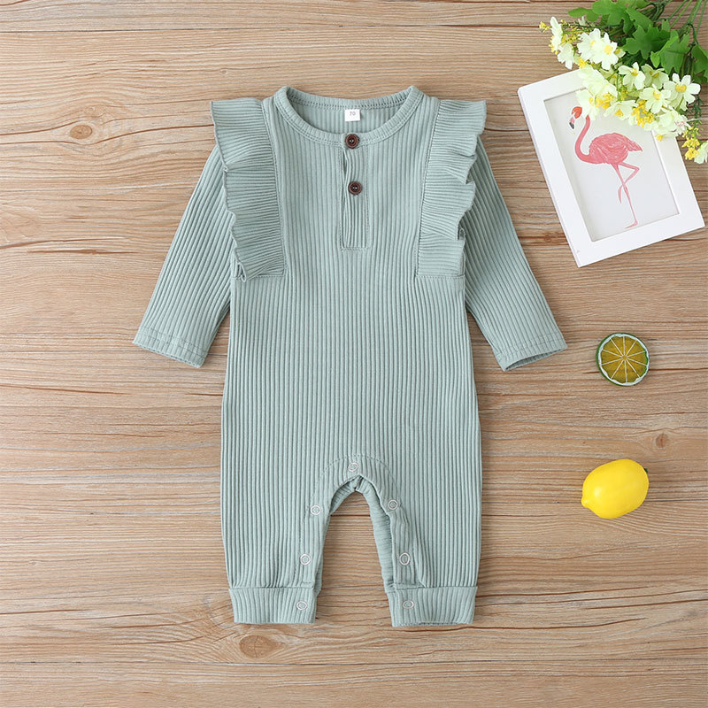 New  Long-sleeved Baby One-piece Solid Color Fashion Newborn Women's Romper Clothes Wholesale display picture 7