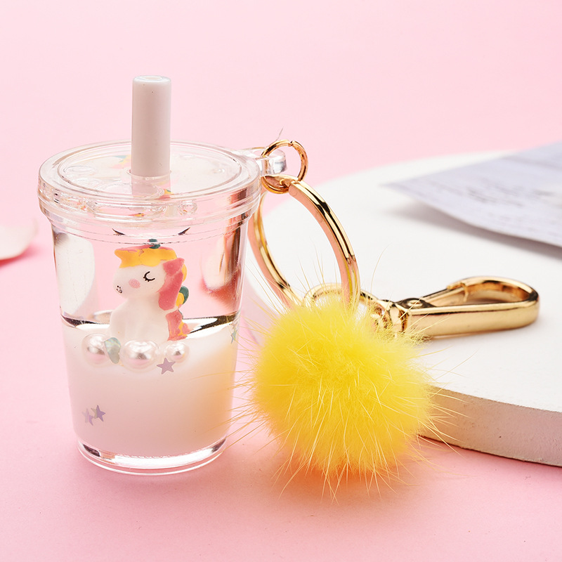 Cartoon Unicorn Milk Tea Bottle Acrylic Keychain Wholesale Nihaojewelry display picture 3