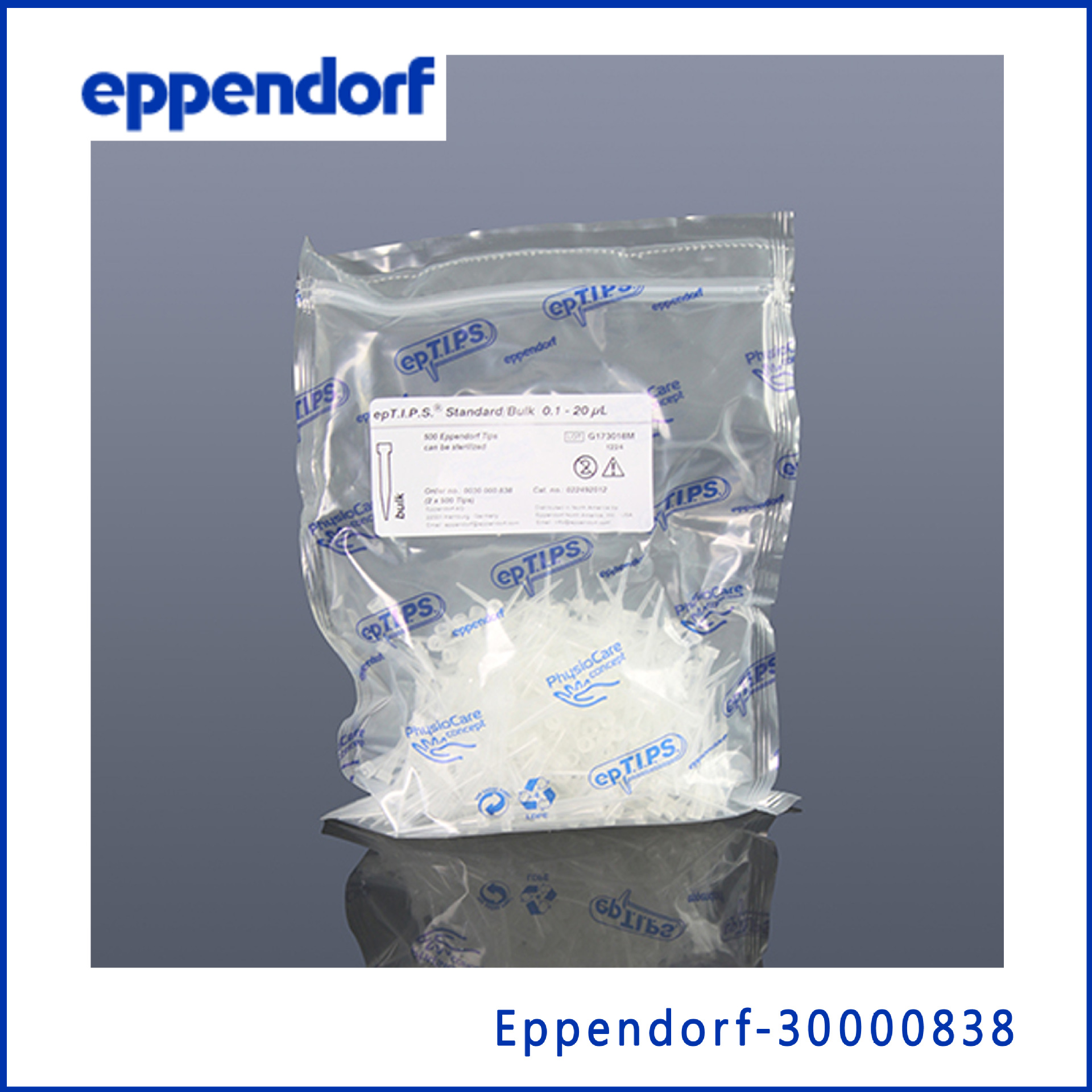 艾本德Eppendorf30000838 0.1-20ul 普通袋装吸头无色,2*500支/盒