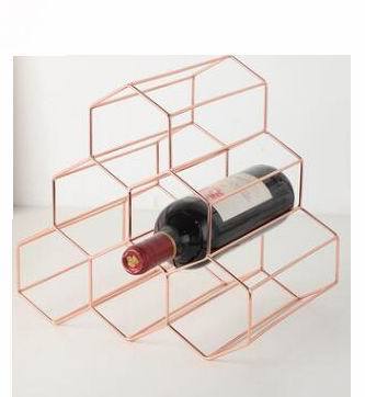 Wrought iron wine rack Metal Hive Red Wine originality red wine Decorative frame electroplate Rose Gold INS style