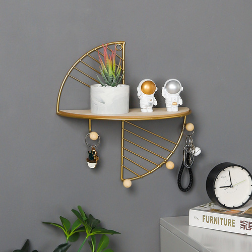 Simple Nordic iron hook wall hanging storage rack creative living room bedroom wall hanging wall decoration storage rack