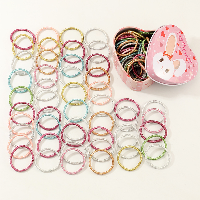 Fashion 50 Colorful Children's Rubber Bands Cute Basic Candy Color Hair Rope Set display picture 5