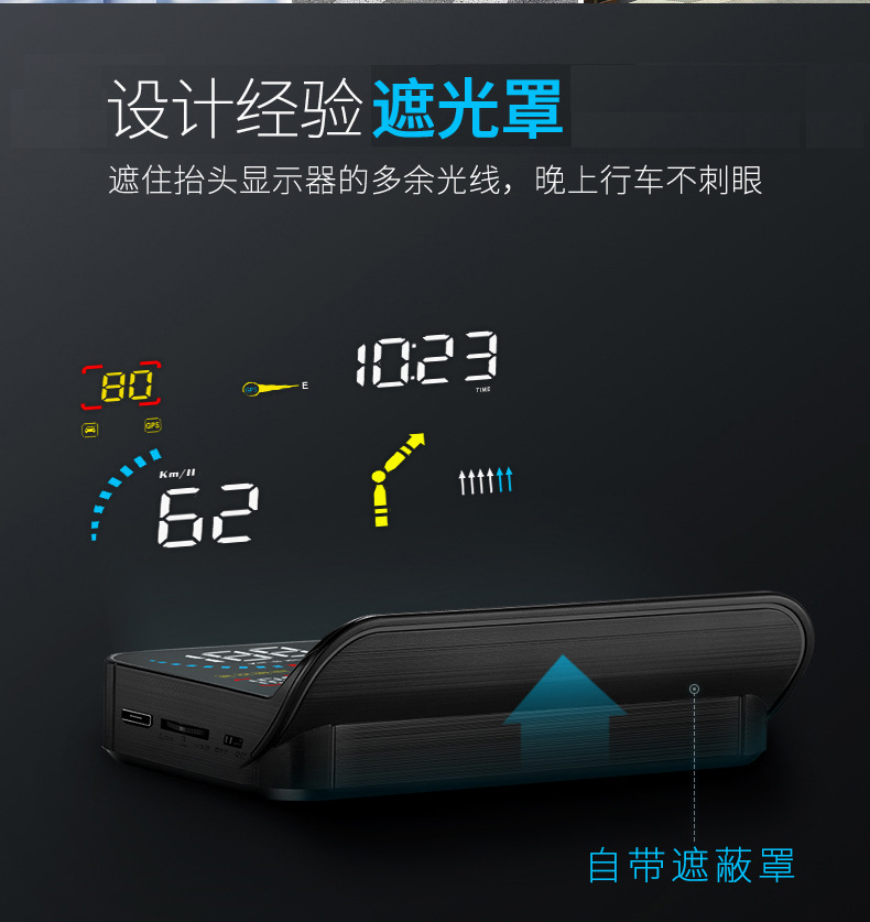 Hud Car Head-Up Display Ai Smart Digital Dog + Navigation Dual System Obd + Gps Universal for the Whole Car Q1