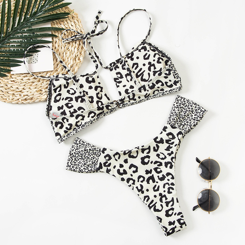 fashion leopard print split bikini NSHL31346